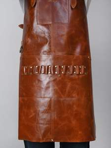 Delantal de Trabajo Industrial Personalizado al por Mayor, Resistente al Aceite, sin Mangas, Moderno, Duradero, de Cuero Lavado Suave - Product Image 6