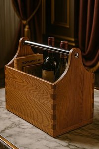 Modern Wooden Caddy <b>Storage</b> <b>Box</b> with Handle Multipurpose Organizer Kitchen Bathroom Office Desk Portable Holder Durable - Product Image 5