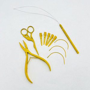 Stainless Steel Hair Extension Tools Kit Professional Microbead Plier C Type Pulling <b>Needles</b> Loop <b>Threader</b> Tool Hair Sectioning - Product Image 3