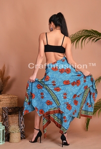 Falda Larga Bohemia con Diseño Zig Zag, de Seda Reciclada, Cintura Ajustable, Estilo Casual para Mujer, Ideal para Playa y Fiestas - Product Image 4