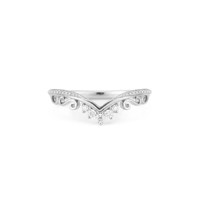 Bague de mariage minimaliste en or massif 9K 10K 14K 18K avec diamant de laboratoire rond, gravée en filigrane, motif chevron, pour la mariée