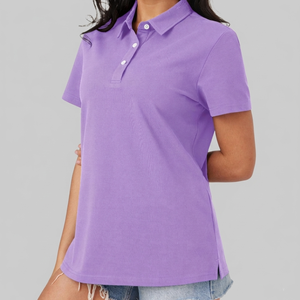 เสื้อโปโลผู้หญิงทันสมัย แขนสั้น สีพื้น ยับยาก รับสกรีนโลโก้ ระบายอากาศดี เสื้อโปโลลำลองใส่สบายสำหรับฤดูร้อน - Product Image 3