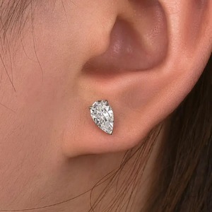 New Design 925 Moissanite Pear Cut <b>Stud</b> Earrings 1.0 Carat White Gold Plated Sterling <b>Silver</b> Trendy for Women - Product Image 2