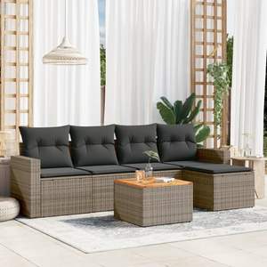 Conjunto de Sofás de Jardín Rectangulares Modulares Grandes de Mimbre Sintético Gris, de Alta Calidad y Elegantes - Product Image 1