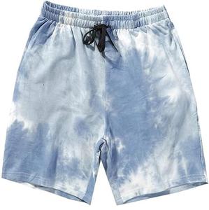 Shorts de survêtement à taille élastique, extensibles, délavés à l'acide, effet soleil, tie-dye, longueur genou, respirants, pour l'extérieur - Product Image 6