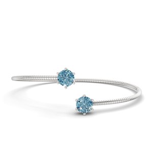 Brazalete Elora Flexi de Oro Rosa de 14 Quilates con Diamante de Laboratorio Azul Hielo (1 Ct.) Tw. Nuevas Joyas de Moda en Venta para Compromiso - Product Image 3