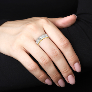 ZAWO HOUSE Women's Yellow Gold Diamond Eternity Band <b>Ring</b> Channel Setting Round Brilliant Cut Geometric Classic Wedding <b>Ring</b> - Product Image 5