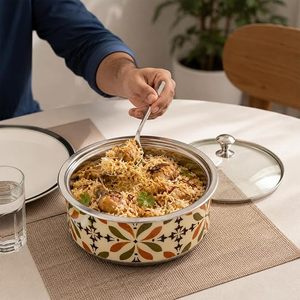 Cacerola Redonda con Tapa de Vidrio, Diseño Bohemio, 24 cm, Olla Metálica Resistente para Estufas de Gas e Inducción - Product Image 3