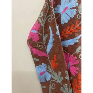 Embroidered Cotton <b>Jacket</b> <b>Women</b> Mandarin Collar Full Sleeve Floral Pattern Spring Zipper Closure Prairie Chic Style - Product Image 2