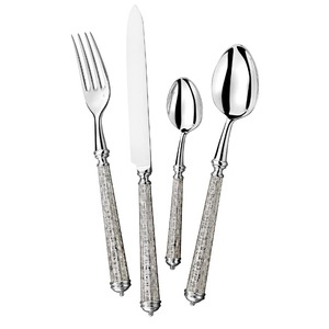 Ensemble de couverts en métal irisé arc-en-ciel, finition miroir haute brillance, résistant à la rouille, design glamour pour les occasions festives - Product Image 2