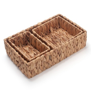 <b>Rectangular</b> shape <b>basket</b> crafted by hand water hyacinth candy storage container kitchen organization - Product Image 2