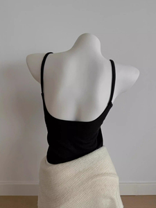Custom Women's TankTop Ribbed Spaghetti Strap Crop Seamless <b>Square</b> Neck Sleeveless Stretch Slim Fit Normcore/Minimalist Camisole - Product Image 4