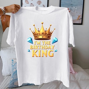 I M THE BIRTHDAY KING con corona, Camiseta de algodón puro para mujer, ajuste cómodo - Product Image 3
