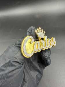 Colgante Personalizado con Nombre y Corona, Chapado en Oro con Incrustaciones de Moissanita, para Joyería Fina de Plata de Ley 925, Colgantes y Dijes - Product Image 3