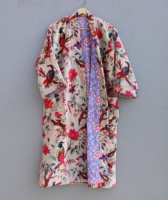 Kimono de luxe unisexe à imprimé oiseaux indiens, style bohème, robe de chambre et robe de plage pour femme en velours
