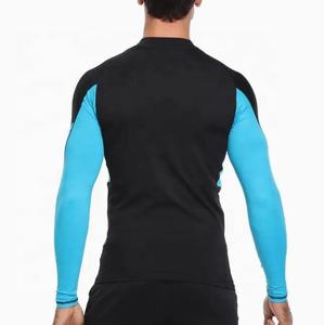Men's Customized Logo Sublimation Transfer Printed MMA Gym Workout Rash Guard Quick Dry Elastic <b>Long</b> <b>Sleeve</b> Blue <b>Black</b> Unisex - Product Image 2