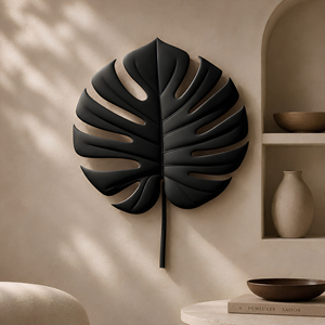 MONSTERA <b>LEAF</b> <b>WALL</b> <b>DECOR</b> Black Monstera <b>Leaf</b> <b>Wall</b> Art Acryl Panel Decorative Hanging Minimalist Floral Botanical Irregular Shape - Product Image 4