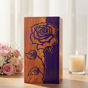 Handmade Solid Wood Memorial Urn Oak Wood Cremation Urn with Personalized Text by AYAANS - Product Image 1