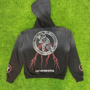 Hot Quality Distress Embroidery and <b>Zip</b> <b>Up</b> Hoodie For <b>Men</b> 100% Cotton <b>Fleece</b> 350 GSM Wholesale Products - Product Image 5