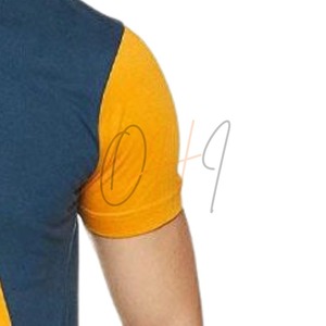 T-shirt décontracté pour homme, coupe oversize, tie-dye, color block, jaune moutarde et bleu marine, manches courtes, col rond, respirant, 100% coton - Product Image 5
