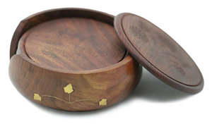 Handcrafted Solid Wood Cup Holder Coaster <b>Set</b> <b>Rustic</b> Beverage Rest Pads for <b>Dining</b> and Office <b>Tables</b> - Product Image 4