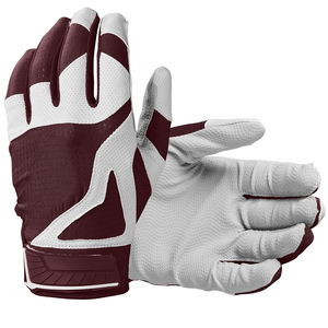 CLASSICAL TRENDS Maroon White Batting <b>Gloves</b> Microfiber Fabric Breathable Pull Hook Loop Closure Woven <b>Knit</b> Unisex Adult - Product Image 2