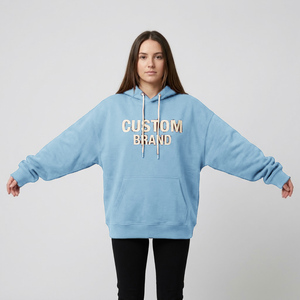 Sweat à capuche épais personnalisé pour femme en molleton brossé avec patch tissé personnalisé, teinture vintage et poignets côtelés - Product Image 6