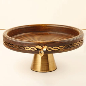 Support à gâteau de haute qualité avec un design unique fait à la main pour la décoration de table, aspect élégant, support à dessert en bois, forme arrondie - Product Image 1