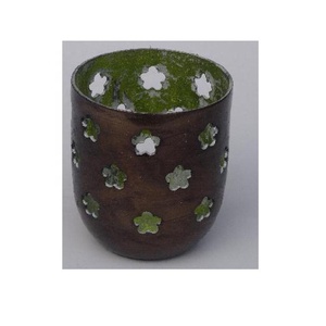 Votivo de aluminio con patrones redondos cortados a mano en acabado de latón antiguo portavelas de luz de té decoración de Navidad de Diwali para el hogar - Product Image 5