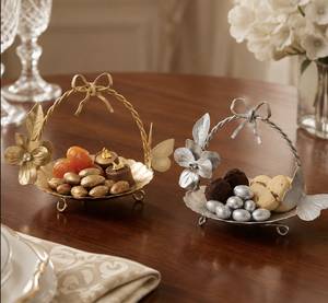 Panier à fruits secs décoratif en métal de luxe avec poignée, bol de service floral, panier à bonbons pour la décoration de table et de la maison - Product Image 6