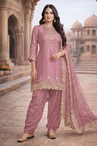 Traje Dhoti de Diseñador de Ropa India y Pakistaní con Bordado, Salwar Kameez con Conjunto de Dupatta, Traje Salwar Completamente Cosido - Product Image 2