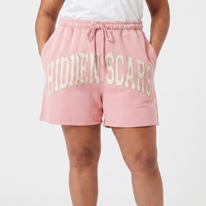 Pantalones cortos deportivos de felpa 100% algodón con cordón en la cintura, estilo jogger, holgados, con bordado desgastado, talla grande, personalizados por fabricantes. - Product Image 1