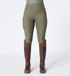 Pantalones de equitación de cintura alta para mujer, largos, color verde oliva, elásticos, con bolsillos, para montar a caballo - Product Image 1