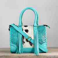 Tas Selempang Kulit Sapi Asli Buatan Tangan Gaya Vintage dengan Rumbai, Tas Kulit Bermotif Barat untuk Wanita, Tas Bahu Bohemian