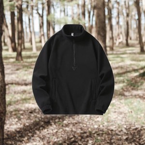 Factory Direct Men's Casual Solid Color Eco-Friendly <b>Quilted</b> Polyester Fleece Half Zip Stand Winter Thermal Waterproof Jacket - Product Image 6
