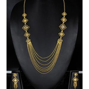 Parure de Bijoux Collier et Boucles d'Oreilles Plaqué Or Laiton Pur Haute Qualité Design Dubaï Émirats Arabes Unis - Product Image 3