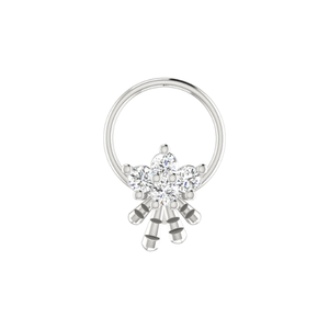 AJRETAIL 14K <b>Gold</b> Diamond Cluster <b>Gold</b> Dangling Beads 0.09ct Natural Diamond <b>Nose</b> Pin GIA Certified Ethnic Flower Design for - Product Image 3