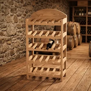 Porte-vin en bois massif pour 20 bouteilles, organisateur de rangement autoportant, présentoir moderne, meuble de maison - Product Image 6