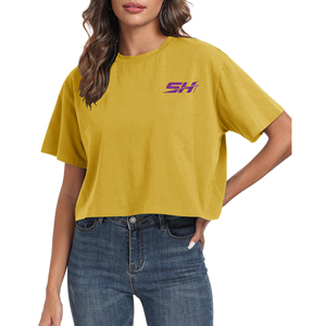 T-shirt court pour femme en coton doux, décontracté, à manches courtes, col rond, tendance, confortable, streetwear, été, pas cher - Product Image 1
