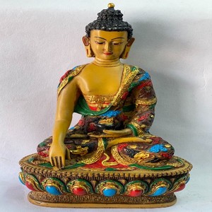 Buda Shakyamuni Pintado a Mano, Artesanía de Resina, Escultura Religiosa Moderna, Figura de Jardín, Budismo de Nepal, para Regalos y Recuerdos - Product Image 6