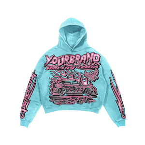 Custom Acid Wash Screen Print 100% Cotton Fleece Track Suit Premium Quality Pullover Hoodies & Joggers For Streetwear - Product Image 5