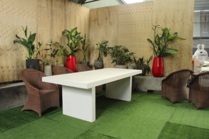 Modern Minimalist Concrete <b>Dining</b> <b>Table</b> with Solid <b>Wood</b> Base Lightweight Luxury <b>Dining</b> Furniture for Home and Villa - Product Image 2