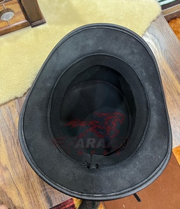 Sombrero de Cuero Negro para Hombre, Estilo Gótico Steampunk, con Calavera y Llamas, Estilo Vaquero Occidental, para Motociclistas, Festivales, Disfraces, Hecho a Mano, Estilo Punk - Product Image 5