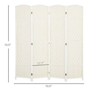 Divisorio Tradizionale in Bambù a 4 Pannelli, Alto 6 Piedi, Autoportante, in Legno Bianco per Privacy in Casa e Ufficio - Product Image 3
