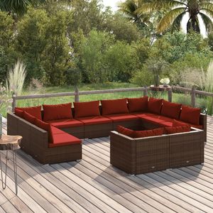 Conjunto de Muebles de Jardín de Ratán PE Marrón con Acero con Recubrimiento en Polvo para Espacios Exteriores - Product Image 1