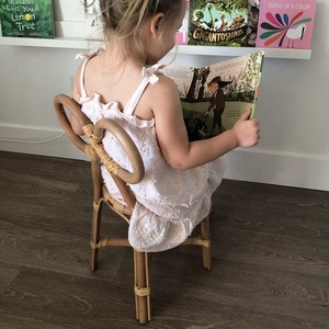 Modern Natural Rattan Bow Chair for <b>Kids</b> Baby <b>Dining</b> Chair Made of Bamboo for <b>Dining</b> Bedroom Living Room and Outdoor Use - Product Image 4