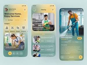 Aplicación de reserva de servicios de limpieza para el hogar que permite programar limpiadores confiables, administrar servicios, realizar seguimiento de las reservas y realizar pagos en línea seguros. - Product Image 1