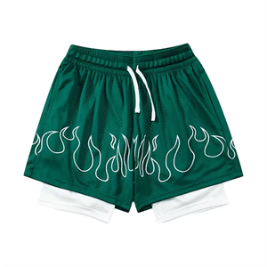 Shorts décontractés pour hommes à taille élastique avec bandes latérales à carreaux, séchage rapide, pantalon de sport, design imprimé par sublimation - Product Image 6