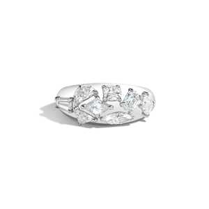 Mixed Cut Lab Grown Diamond Bombe <b>Rings</b> 2 Carat 9mm Wide Fancy Shape Multi Stone Cluster <b>Dome</b> Bands Prong Set 14K Gold Wholesale - Product Image 3