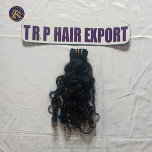 100% Natural ondulado 12 \ "Negro Remy extensiones de cabello de alta calidad virgen indio templo trenzado cabello crudo - Product Image 5